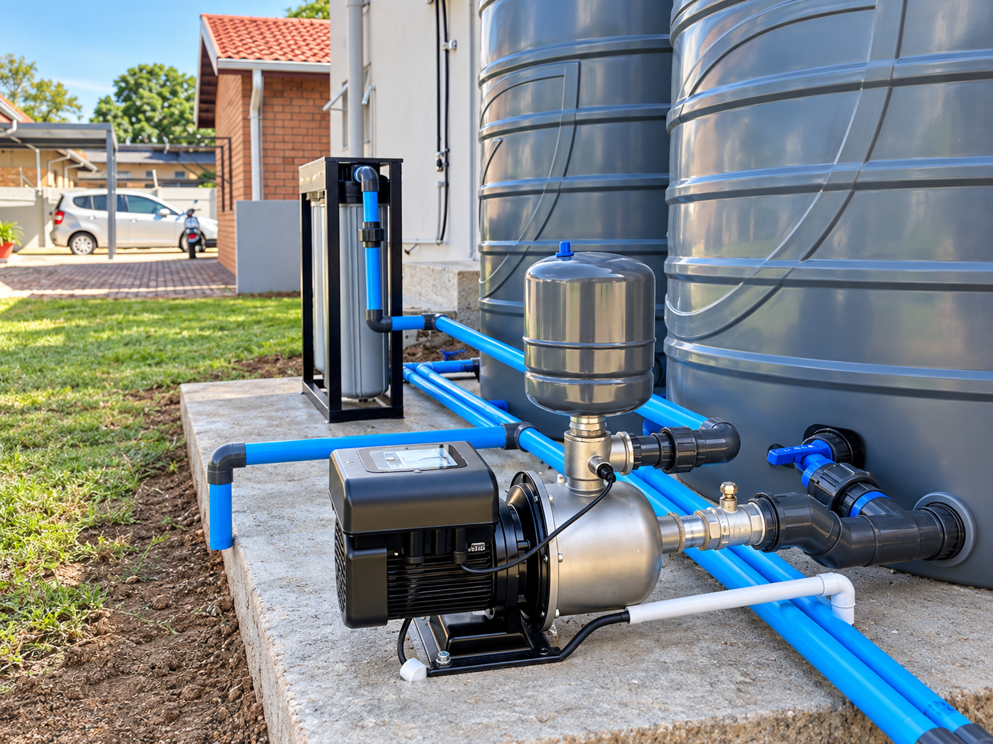Illustrative booster pump and water pressure system